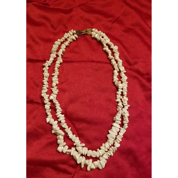 Vintage Double Natural Creme Coral Branch Necklace 12" Antique - Picture 2 of 5